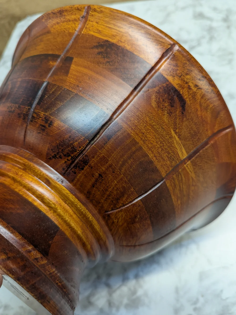 Handcrafted Wooden Serving Bowl in Warm Brown